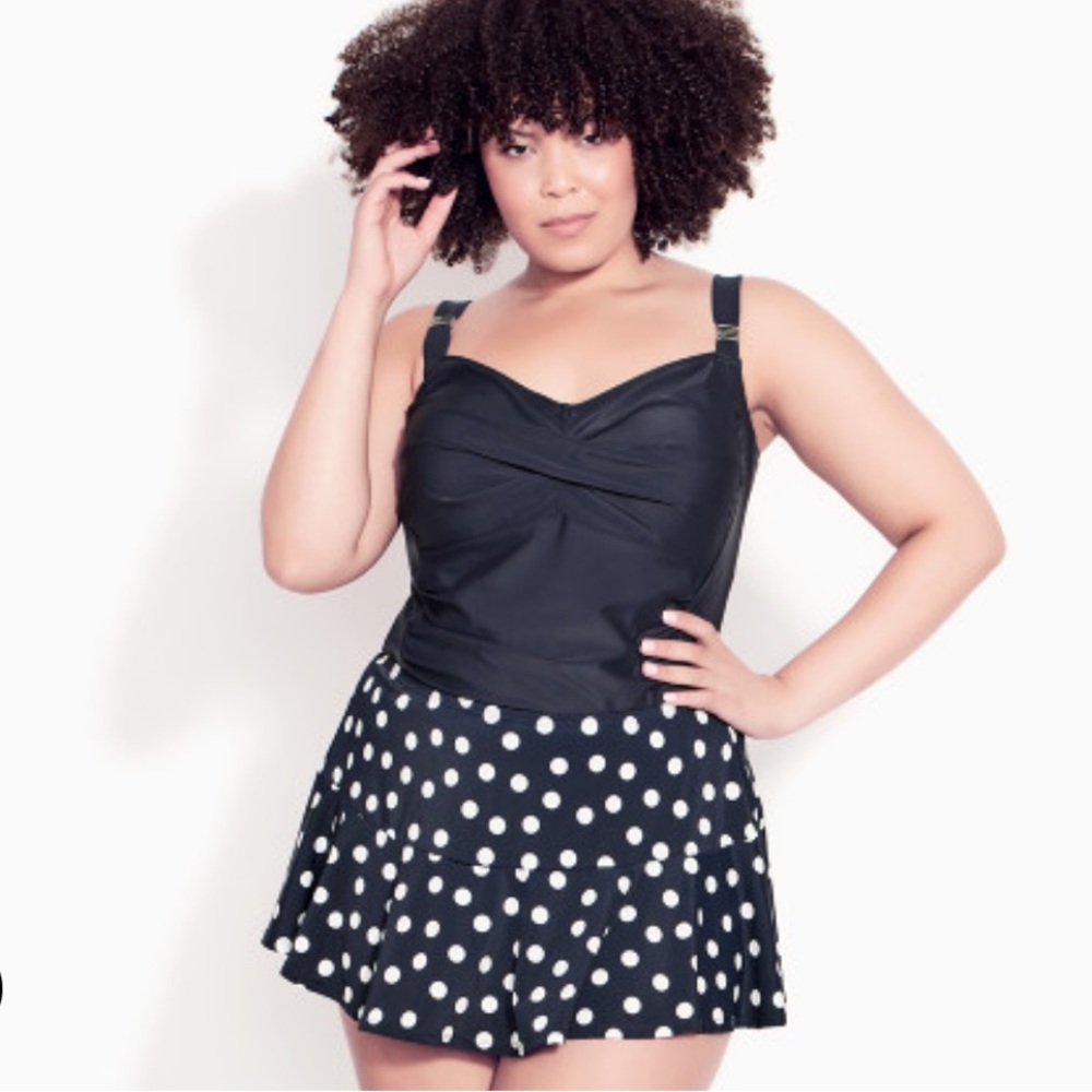 Navy Polka Dot Two-piece Tankini Swimsuit